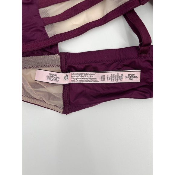 Victoria's Secret‎ Size M Maroon Mesh Panel Adjustable Strap Wire Free Bralette - Picture 5 of 5
